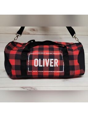 Adventure Buffalo Plaid Kids Overnight Bag - Personalized with Oliver New No Tag